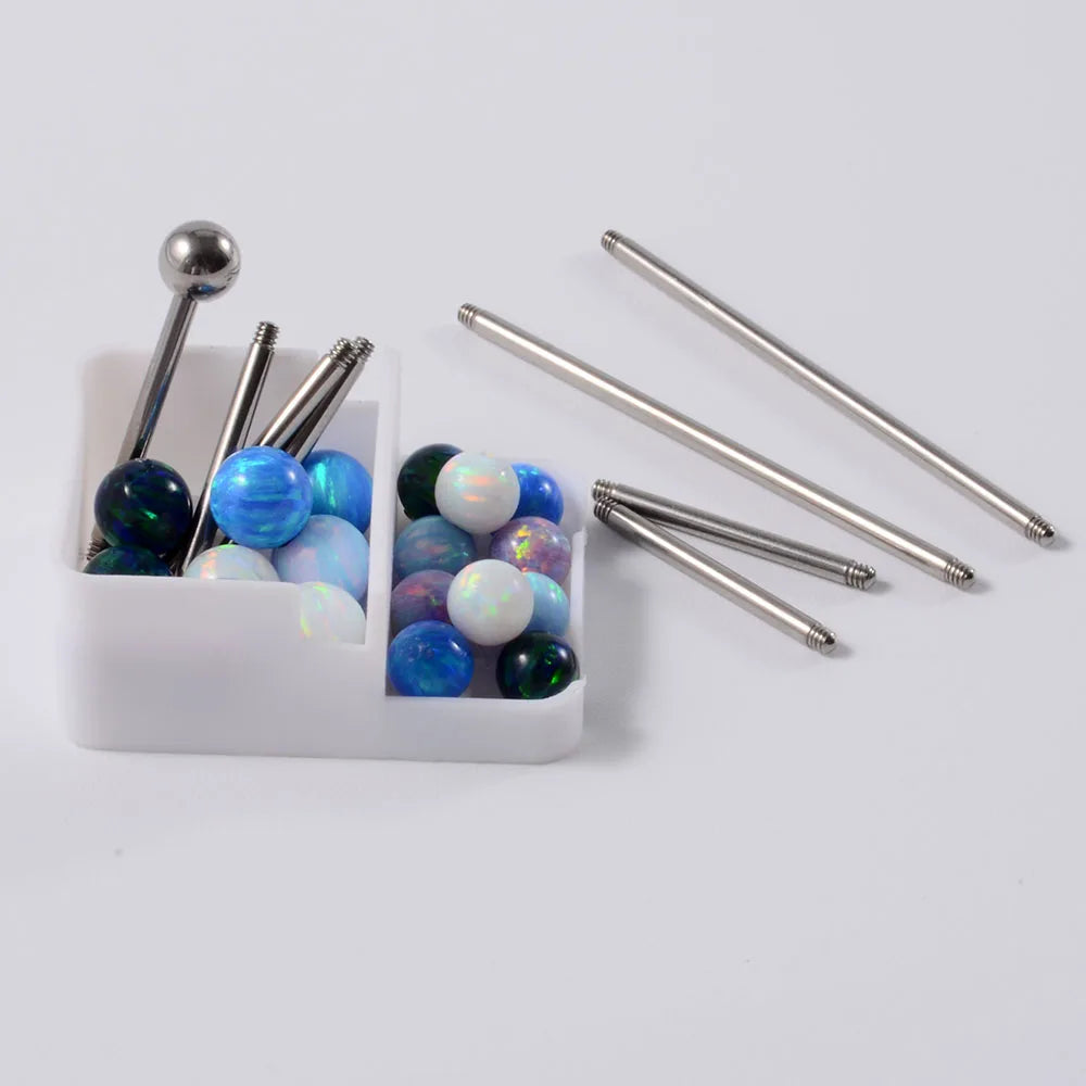 1PC Surgical Steel Tongue Ring Piercing Opal External Threaded Sexy Mamilo Piercings Tongue Barbell Piercings Women Jewelry 14G