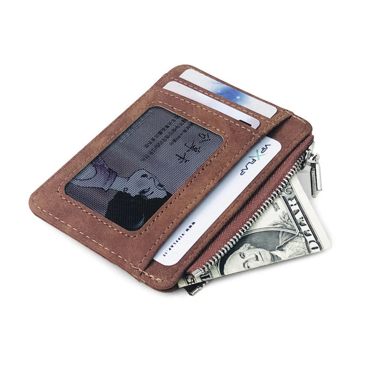 New Simple Mini Men Leather Wallet With Coin Pocket Small Credit Card Holder Slim Man's Purse For Bank Cards ID Card Case