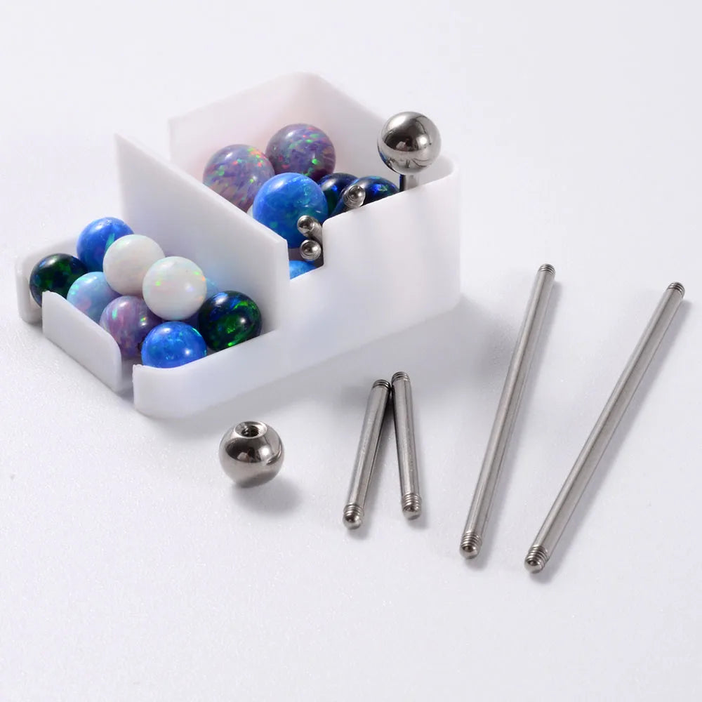 1PC Surgical Steel Tongue Ring Piercing Opal External Threaded Sexy Mamilo Piercings Tongue Barbell Piercings Women Jewelry 14G