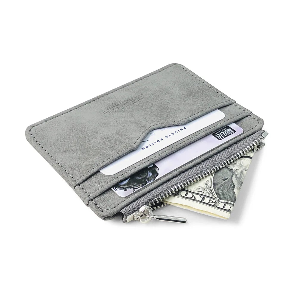 New Simple Mini Men Leather Wallet With Coin Pocket Small Credit Card Holder Slim Man's Purse For Bank Cards ID Card Case