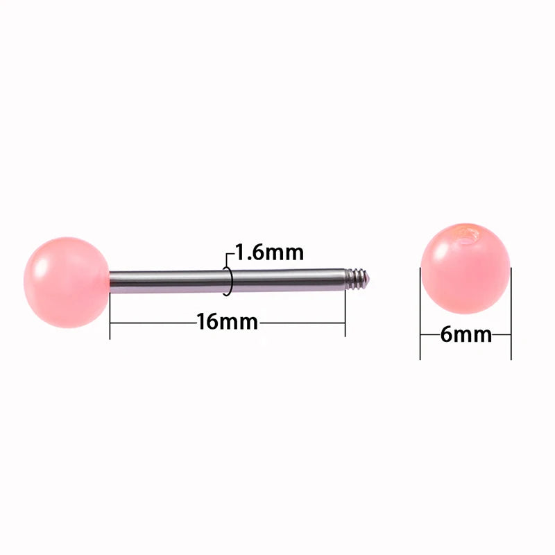 10pcs Glow In The Dark Acrylic Tongue Ring Piercing Stud Nipple Barbell Luminous Cartilage Tragus Bar for Women Body Jewelry 14G