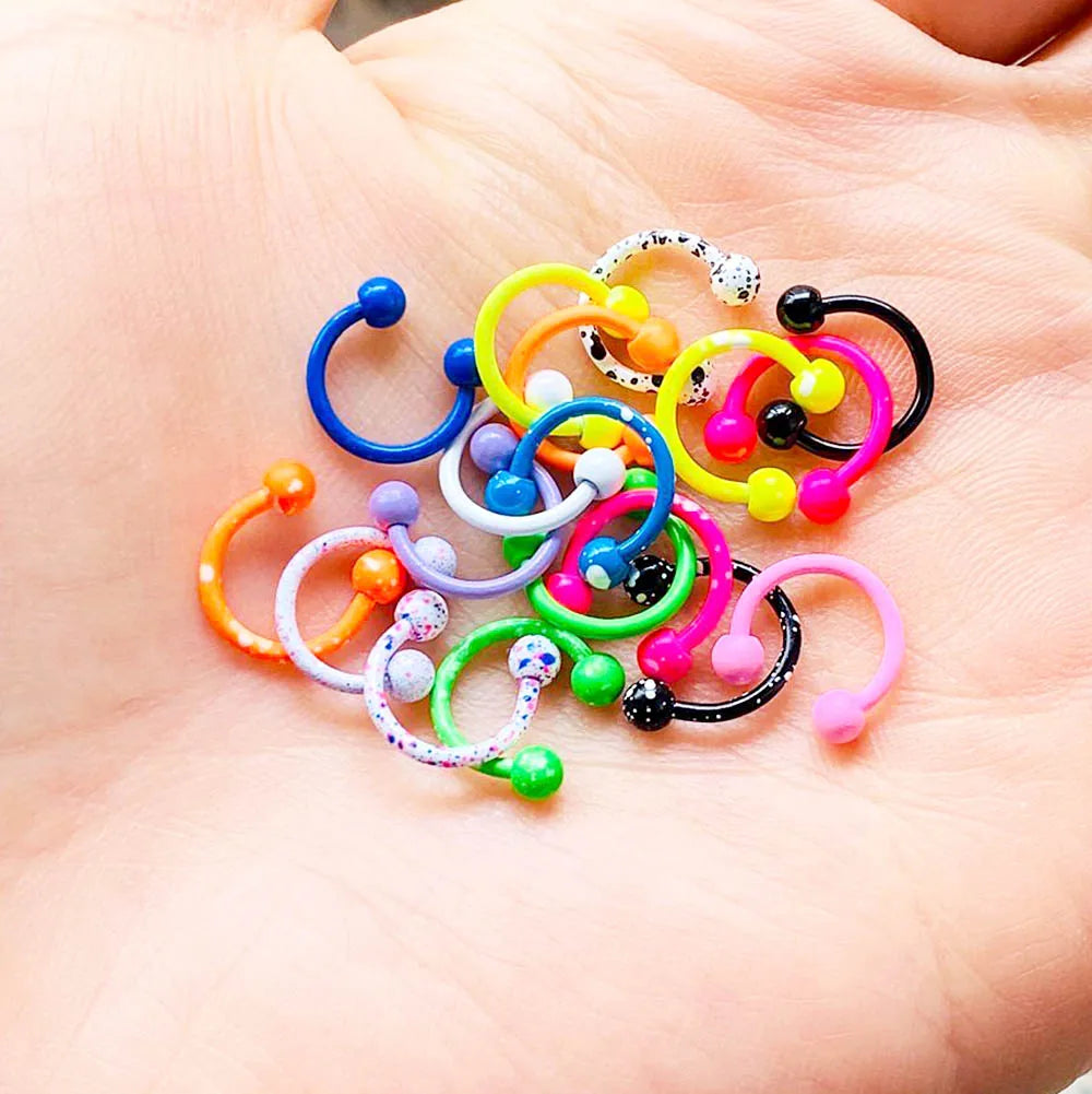 10Pc Fashion Surgical Steel Nose Rings Piercing Jewelry Paint Barbell Tongue Piercing Nipple Eyebrow Nail Body Jewelry for Women