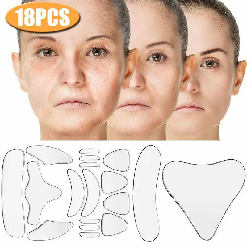 16pcs/18pcs Silicone Wrinkle Removal Sticker Face Forehead Neck Eye Sticker