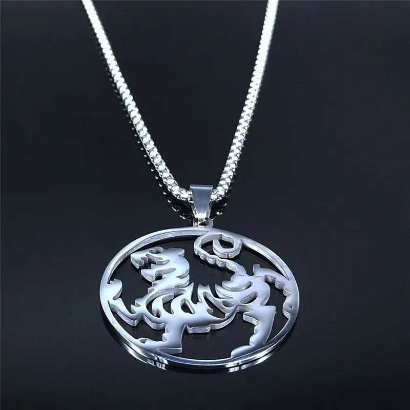 Stainless Steel Shotokan Karate Martial Arts Pendant Necklace for Women/Men Symbol Shotokan Statement Necklace Jewelry N4409S04