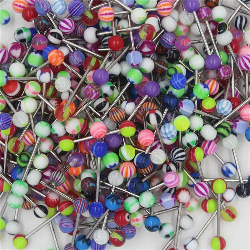 10/20/30/50Pcs Stainless Steel Tongue Piercing Ring Mix Tongue Barbell Lot Ear Nipple Piercing Ring Fashion Pircing Lengua Lote