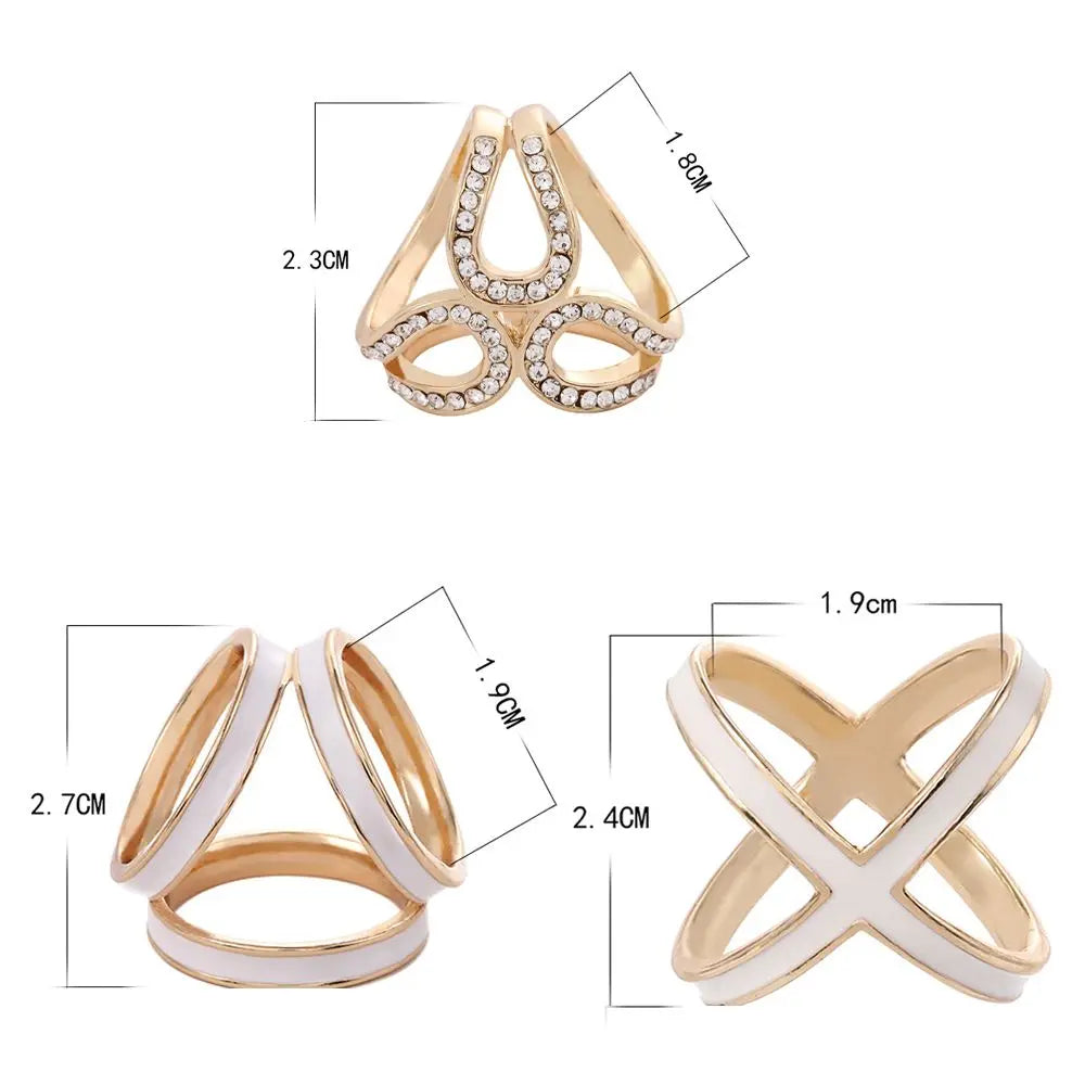 New Rhinestone Scarf Buckles For Women Crystal Cross Ribbon Silk Scarf Flower Brooch Buckle Ring Clip Jewelry Gift