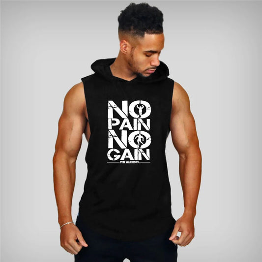 Brand Gyms Clothing Mens Bodybuilding Hooded Tank Top Cotton Sleeveless Vest Sweatshirt Fitness Workout Sportswear Tops Male