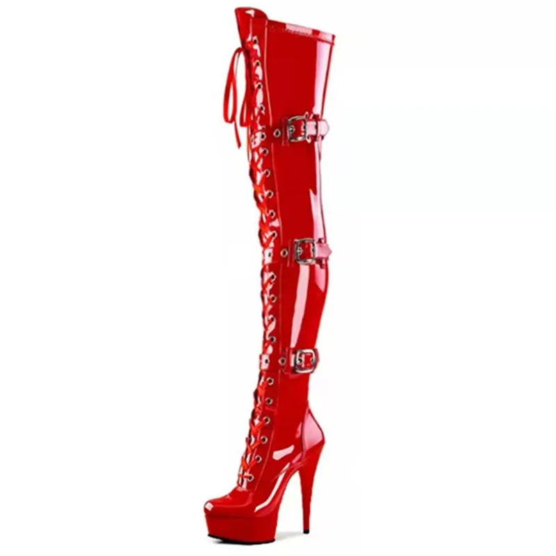 2022 new women's boots genuine over-the-knee boots 15CM stiletto ladies boots belt buckle fashion winter boots