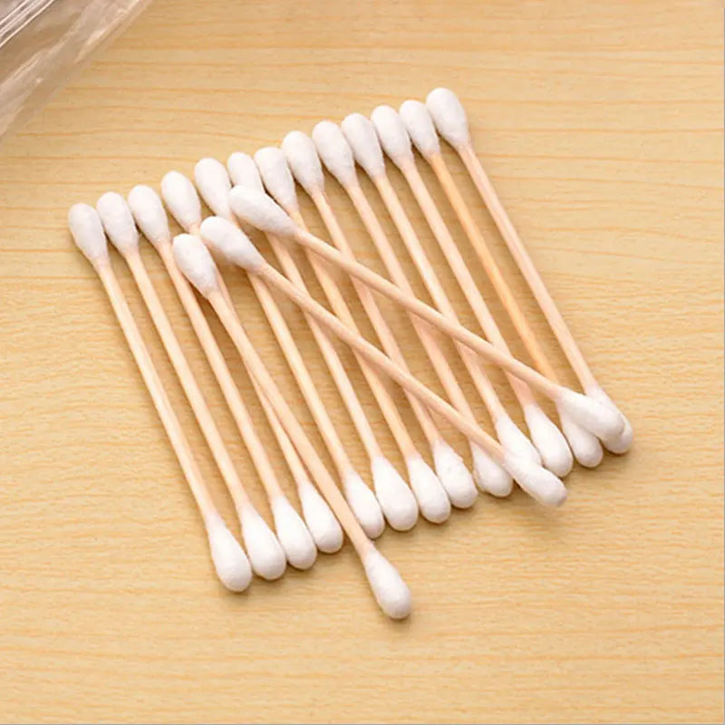 5 Packs Women Beauty Makeup 100% Cotton Swab Cotton Buds Make Up Double-head Wood Sticks Ears Cleaning Cosmetics Health Care