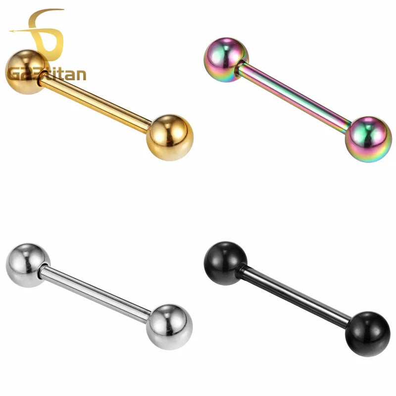 12-20mm Hypoallergenic Tongue Rings 5mm Ball 14G Titanium Straight Barbell Ear Cartilage Lobe Tongue Piercing Body Jewelry