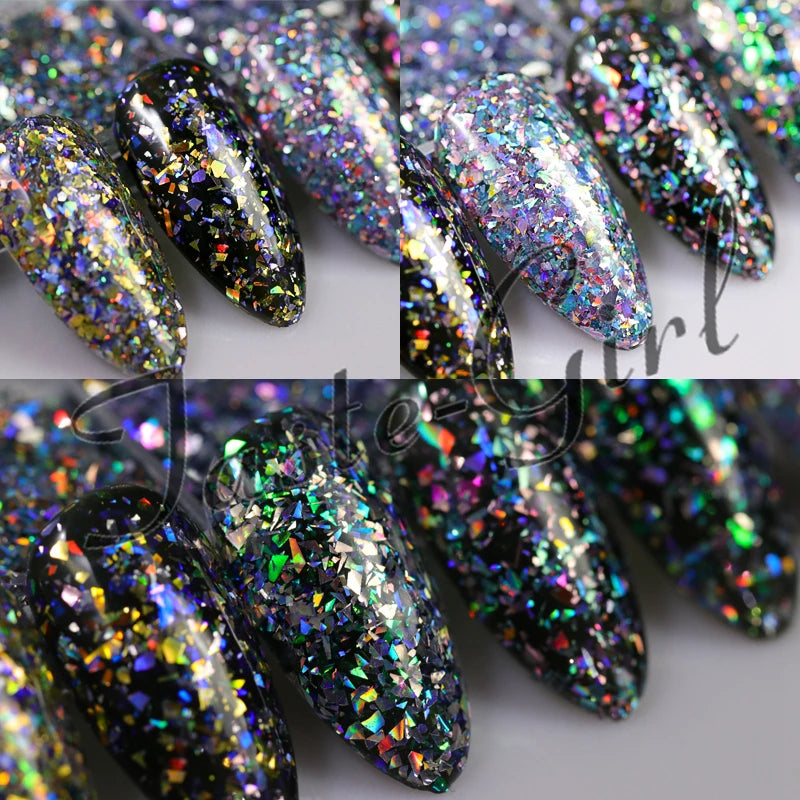 12 Grids Nail Glitter/Flakes/Mirror Powder 3D Charms Mermaid Irregular Star Round Sequins Dust Set Decoration Supplies Tool