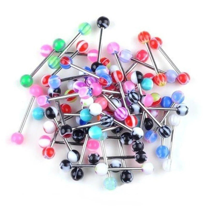 10/20/30/50Pcs Stainless Steel Tongue Piercing Ring Mix Tongue Barbell Lot Ear Nipple Piercing Ring Fashion Pircing Lengua Lote