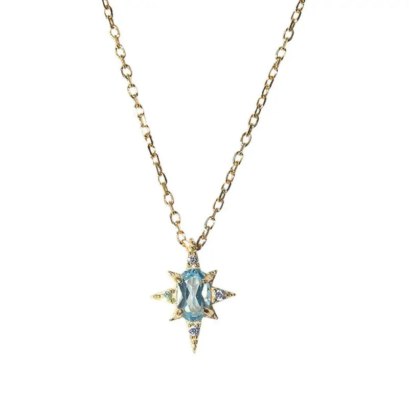 New designer original six-pointed star topaz pendant necklace retro light luxury noble shining charm lady silver jewelry