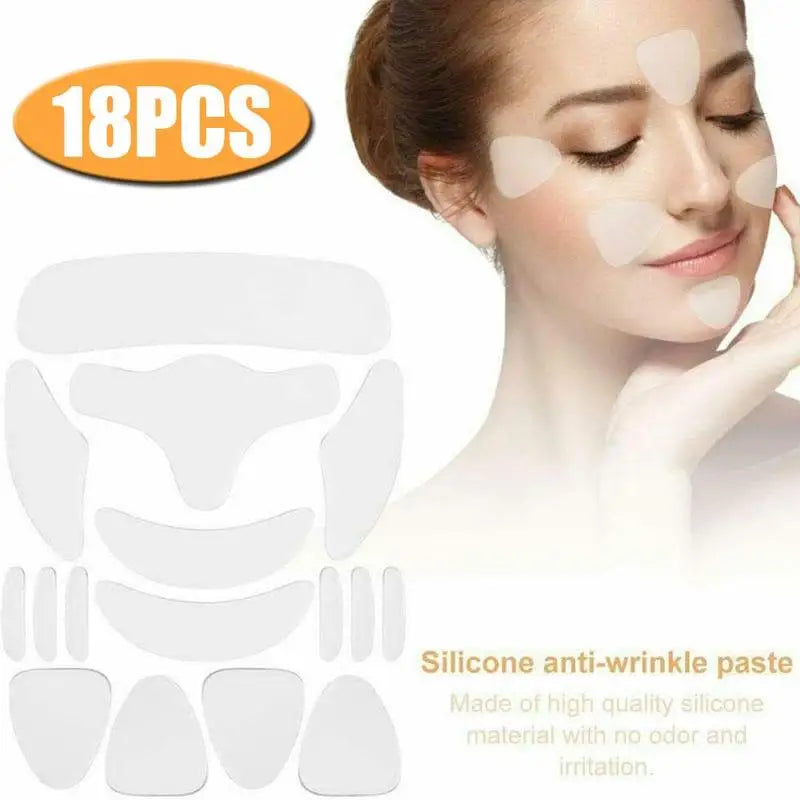 16pcs/18pcs Silicone Wrinkle Removal Sticker Face Forehead Neck Eye Sticker