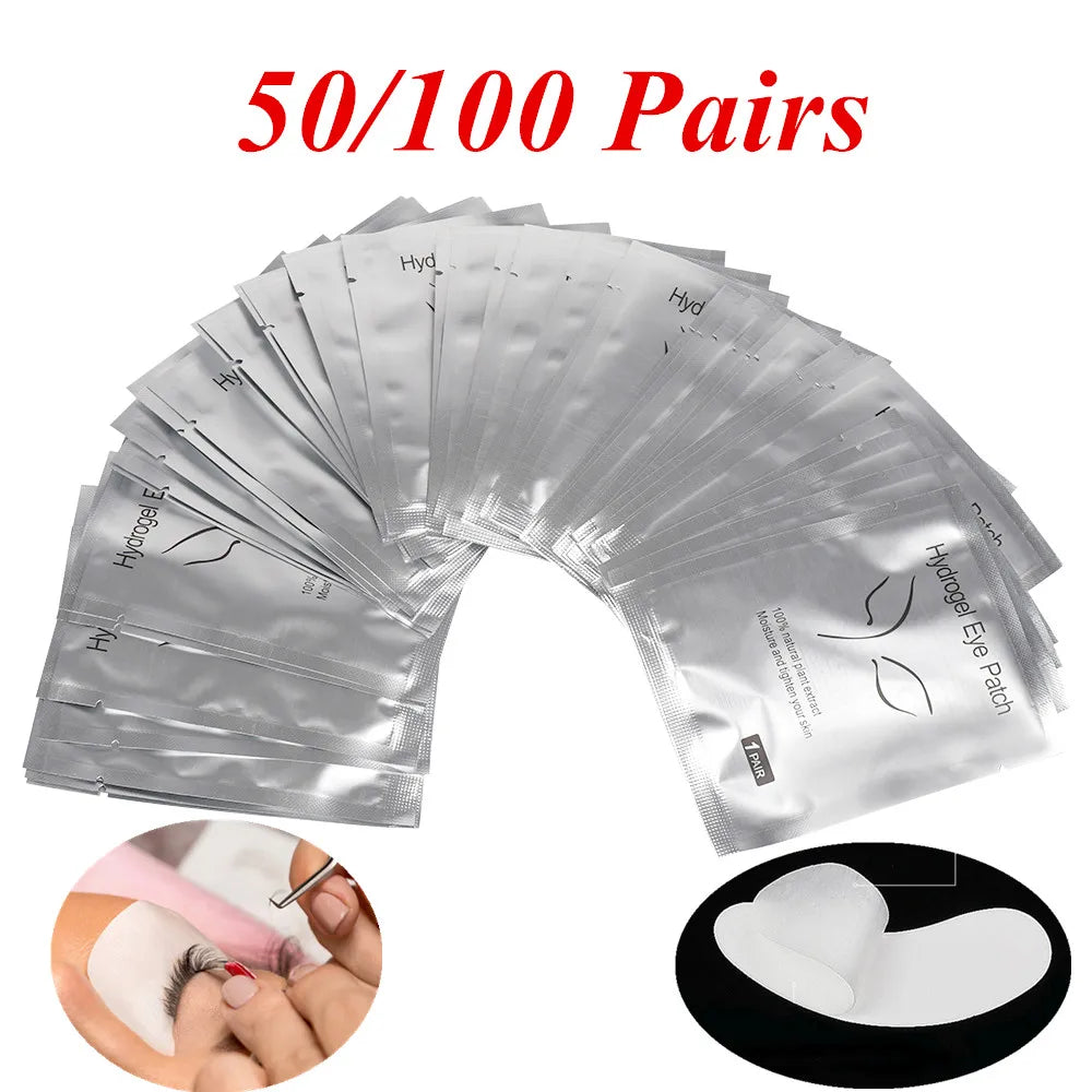 50/100 Pairs Eyelash Extension Patches Under Eyelid Isolation Nonwoven Collagen Hydrogel Care Pad Grafting Eyelash Eye Patch