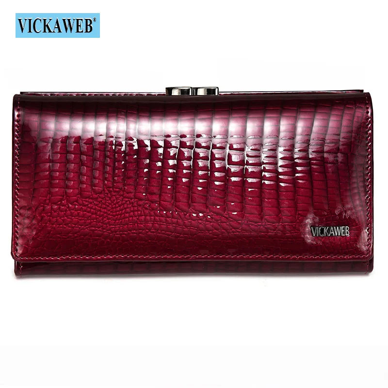 Free Gift Genuine Leather Womens Wallets Patent Alligator Bag Female Design Clutch Long Multifunctional Coin Card Holder Purses