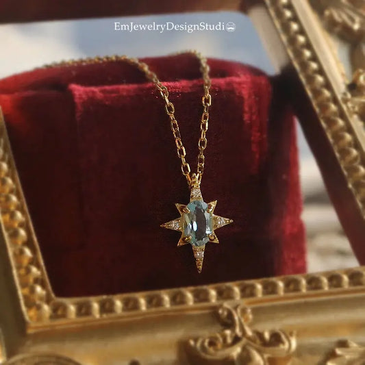 New designer original six-pointed star topaz pendant necklace retro light luxury noble shining charm lady silver jewelry