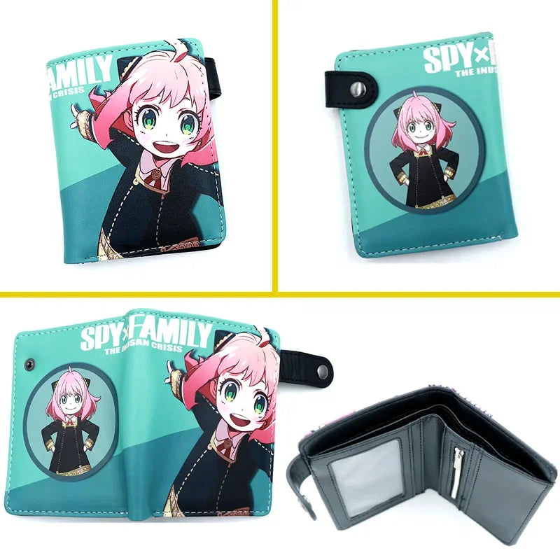 Anime SPY×FAMILY Loid Anya Forger Yor PU Short Folding Wallets Coin Purse with Interior Zipper Pocket