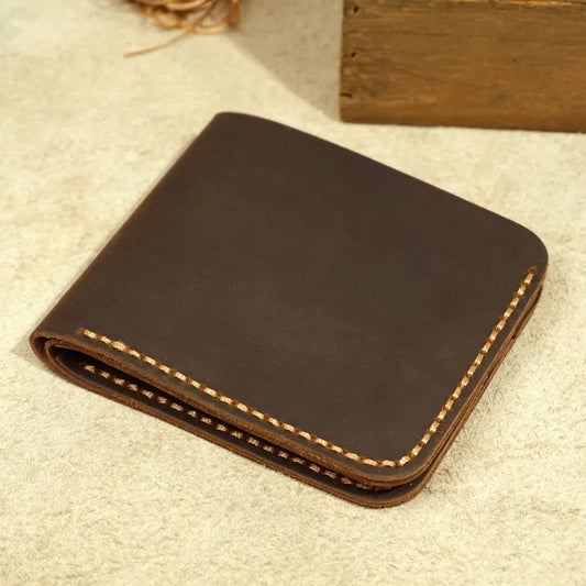 Fashion Genuine Leather Men's Wallet Retro Handmade Wallet for Men Durable Real Leather Purse for Men  Coin Purse Wallet