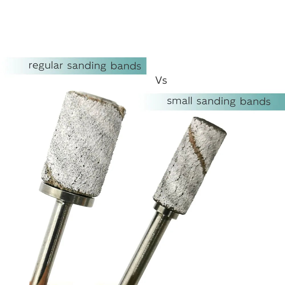 HYTOOS 3mm Small White Sanding Bands without Stainless Steel Mandrel Electric Nail Drill Bits Accessories Manicure Cuticle Clean