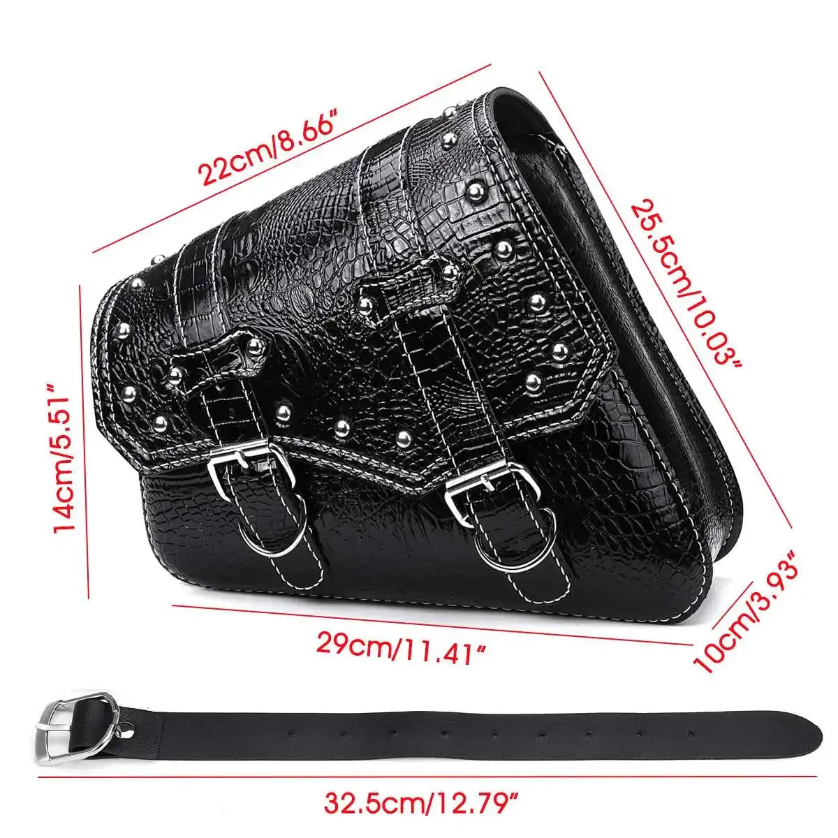 Motorcycle Saddle Bags Luggage Storage Pouch Waterproof Saddlebags Black Crocodile Leather Styling Universal Cafe Racer Custom