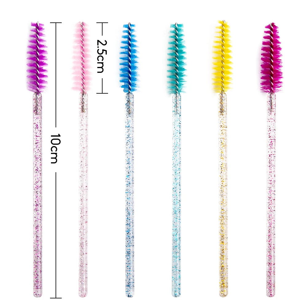 300/50 Disposable Mascara Wands Applicator Eyelash Brush Spoolies for Eye Lash Extension, Eyebrow and Makeup Crystal Cosmetic