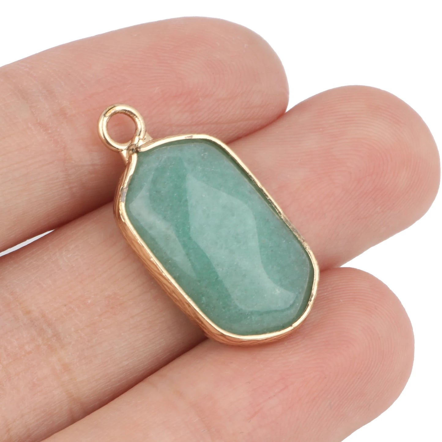 1pc Natural Green Aventurine Jades Pendant Gold Plated Multi Styles Charms Pendants for Necklace Women DIY Jewelry Accessories