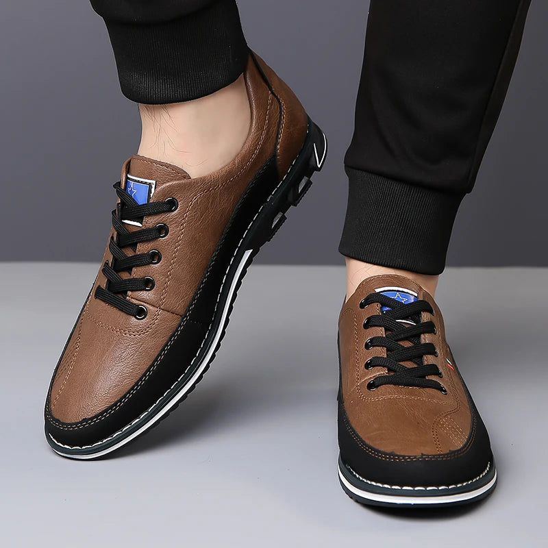 2024 Men's Casual Shoes Pu Leather Sneakers Mixed Color Sports Shoes Slip-On Breathable Elastic Band Plus Size Zapatillas Hombre