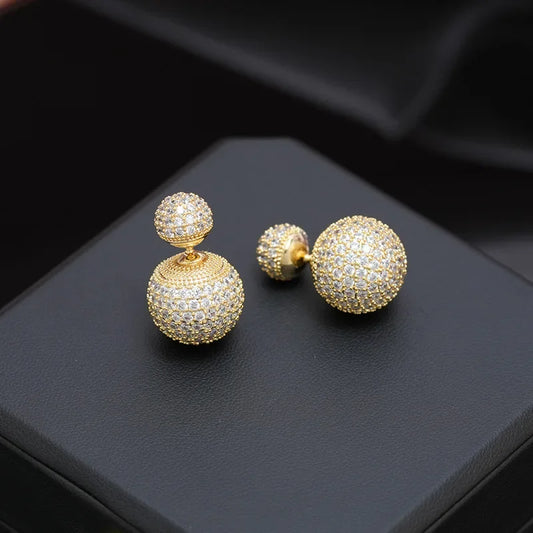 New Luxury Lightweight High-end Feel Ball Earrings Zirconia Studs Women's Elegant Jewelry For Wholesale