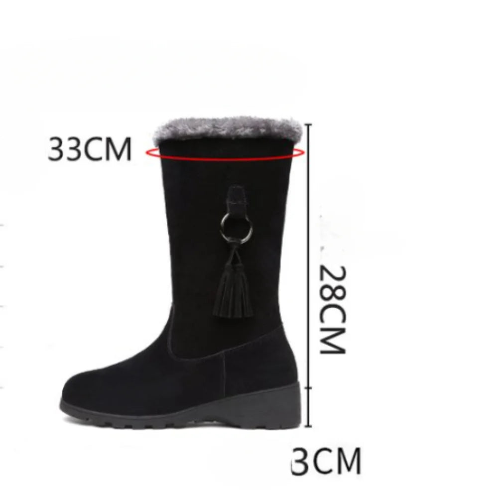 Women Snow Boots Winter Female Boots Thick Plush Zipper Non-slip Thigh High Boots Fashion Warm Fur Woman Winter Shoes