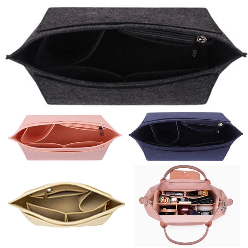 Multi-Pocket Felt Insert Bag Purse Handbag Liner Bag Portable Travel Cosmetic Storage Bags Make up Storage Bag Support