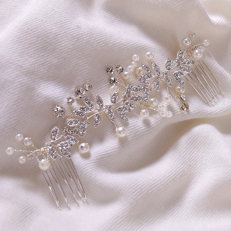 Trend Hair Comb Bridal Tiaras Rhinestone Pearl Alloy Hairband Hairpin Wedding Hair Ornament Girls Daily Headwear Head Jewelry