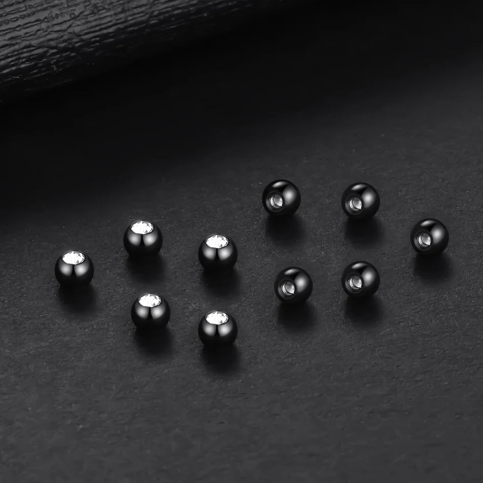 50Pcs/lot Steel CZ Crystal Replacement Round Balls for Labret Tongue Ring Ear Belly Eyebrow Piercing Accessaries Body Jewelry