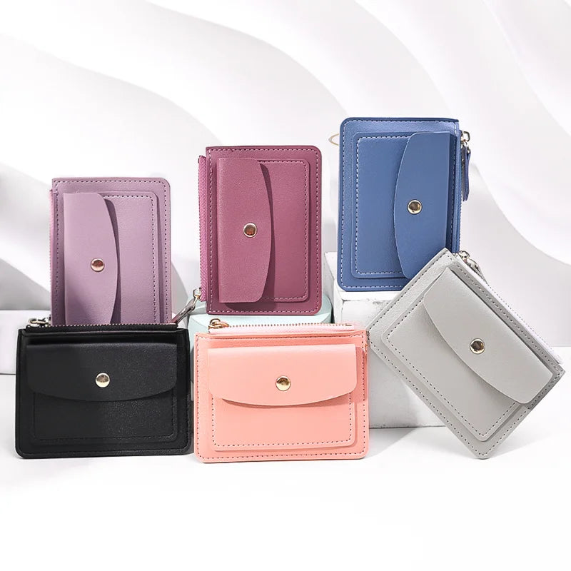 Leather Female Purse Women Simple Wallets Mini zipper Solid Multi-Cards Holder Coin Short Wallets Slim Small Wallet Zipper Hasp