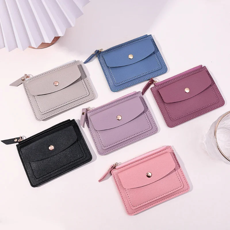 Leather Female Purse Women Simple Wallets Mini zipper Solid Multi-Cards Holder Coin Short Wallets Slim Small Wallet Zipper Hasp