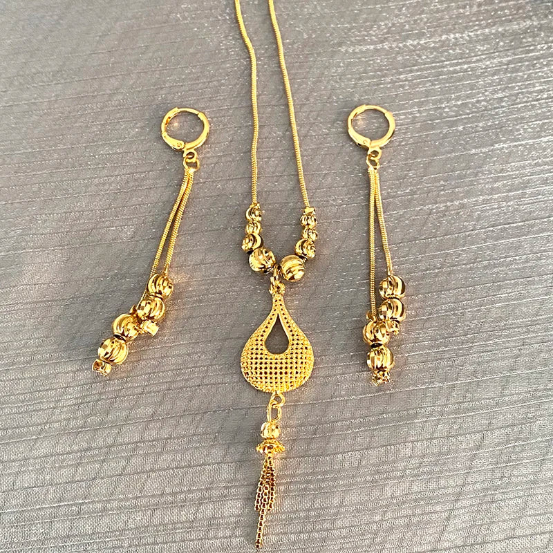 Ethioipian Jewelry Gold Color Fashion Ball Charms Dubai Necklace Earrings for Women Small Beads Sets Girls African Indian Gift