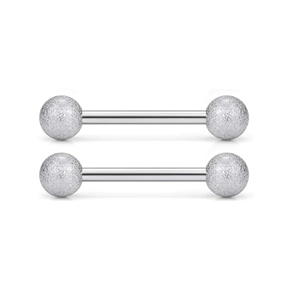 WKOUD 14G Tongue Rings Surgical Steel Straight Barbell Nipplerings Nipple Body Piercing Jewelry Long Barbell Bridge Tongue Rings