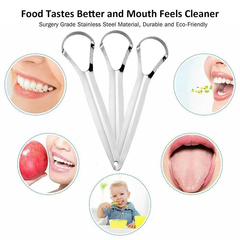 Hygiene Tongue Scraper Tongue Remover Halitosis Tongue Coating Oral Care Tongue Scraping Brush Stainless Steel Oral Cleaner Tool