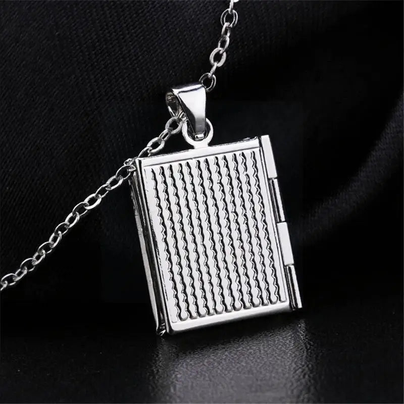 Women Men Silver Color Book Box Photo Locket Pendant Necklace Without Chain Best Jewelry Gift For Friends Lover Wholesale F3E2