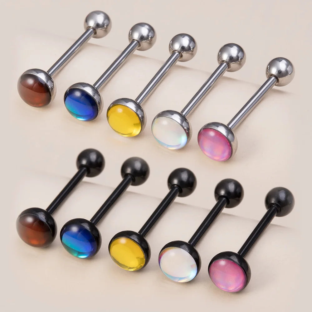 10Pcs 14G Acrylic Tongue Rings Tongue Pierc Nipple Ring Straight Barbells Stainless Steel Body Piercing Jewelry Assorted Colors