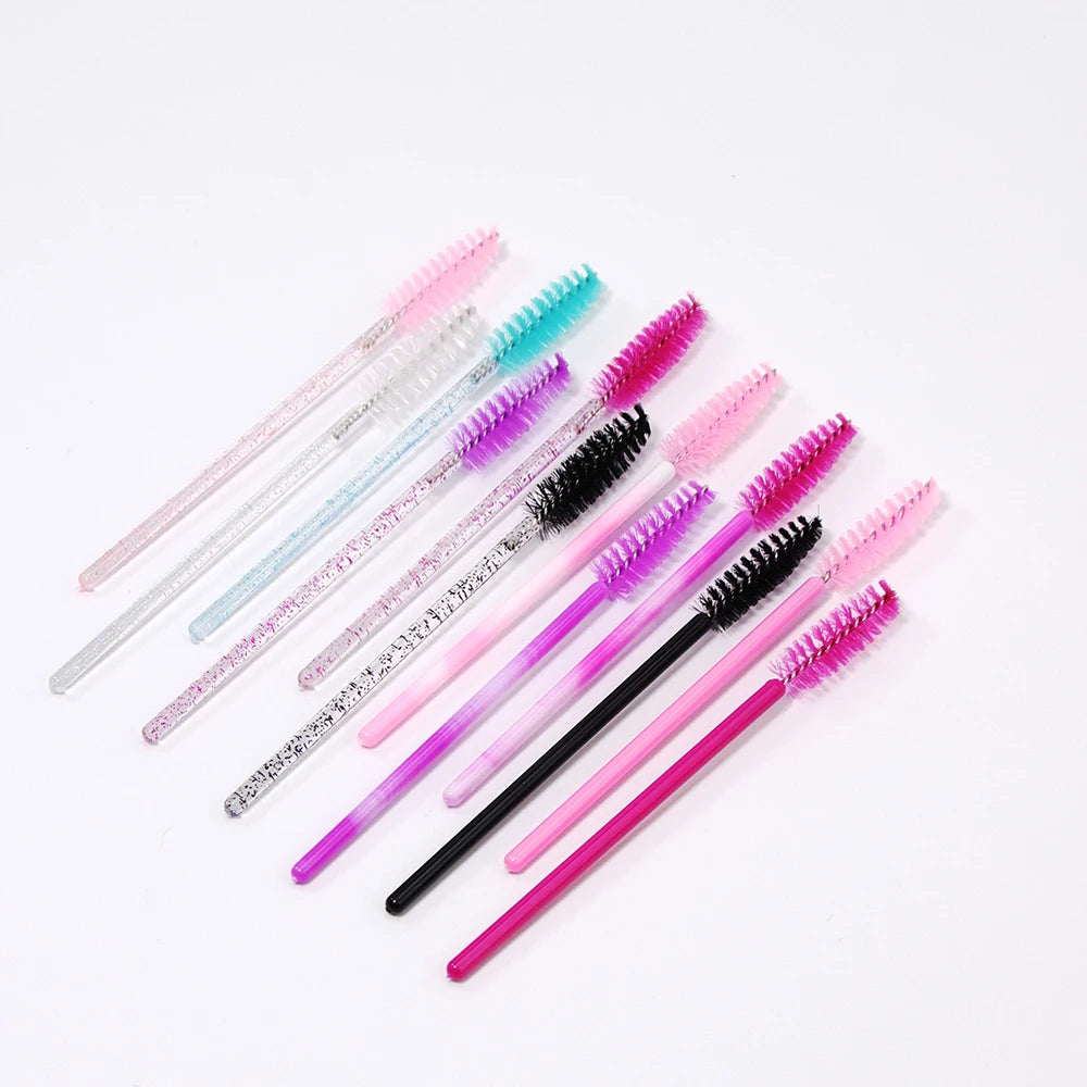 GLAMLASH 100Pcs Disposable Lash Micro Mascara Wand Eyelash Extension Cleaning Brush Eyebrow Boxed Brush Applicator Spoolers