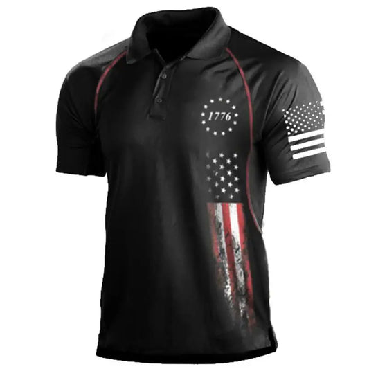 1776 Independence Day Military Polo Shirt Men T-shirt American Flag Short Sleeve Men's Clothing Tops Outdoor Men Golf Polo Shirt