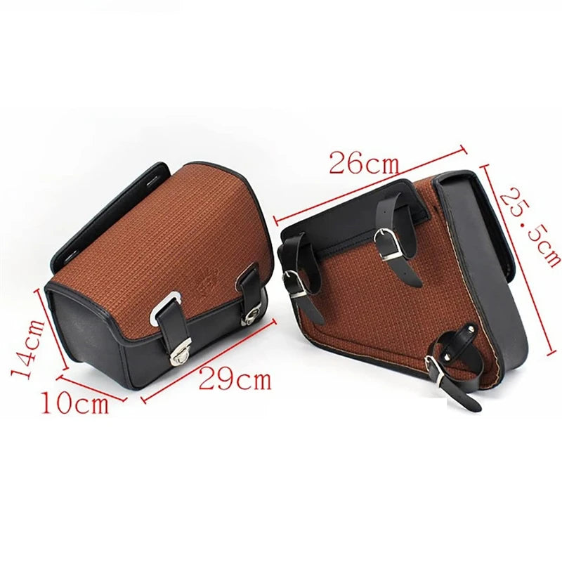 Motorcycle Saddlebags PU Leather Storage Luggage Bag Left+Right Motorbike Side Tool Bag Pouch Universal For Harley Sportster