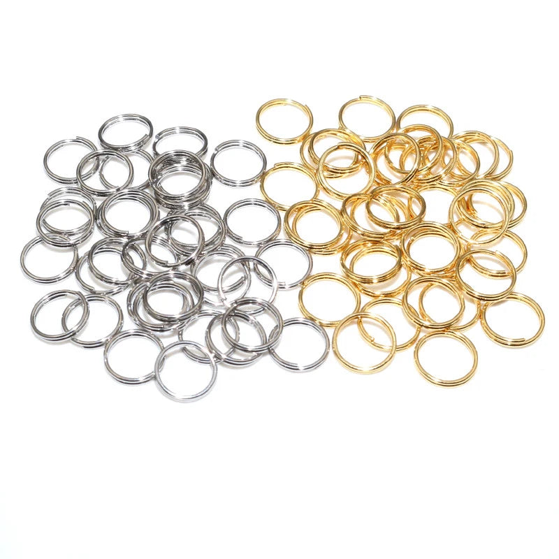 50/100pcs/lot 4-12mm Stainless Steel Open Double Jump Rings for Key Double Split Rings Connectors DIY Craft Jewelry Making