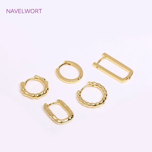 Trendy Gold Color Brass Hoop Earring Fashion Jewelry For Women,Vintage Round Huggies Earrings Premium Luxury Accessories