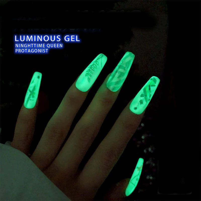 10ml Glow in the Dark Luminous Top Coat Soak Off UV Gel Nail Polish No Wipe Base Gel Manicure Nail Art Varnish