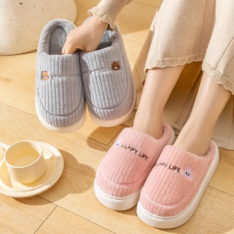 New Cotton Slippers For Women's Winter Indoor Home Fur Slippers With Thick Sole And Anti Slip Winter Style For Home Use(MTX2314)