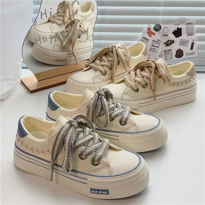 Fashion Terylene Cotton Weave Laces Flat Shoelaces Wheat Ear Weave Laces For Sneakers Casual Canvas White Shoes Shoestrings Rope