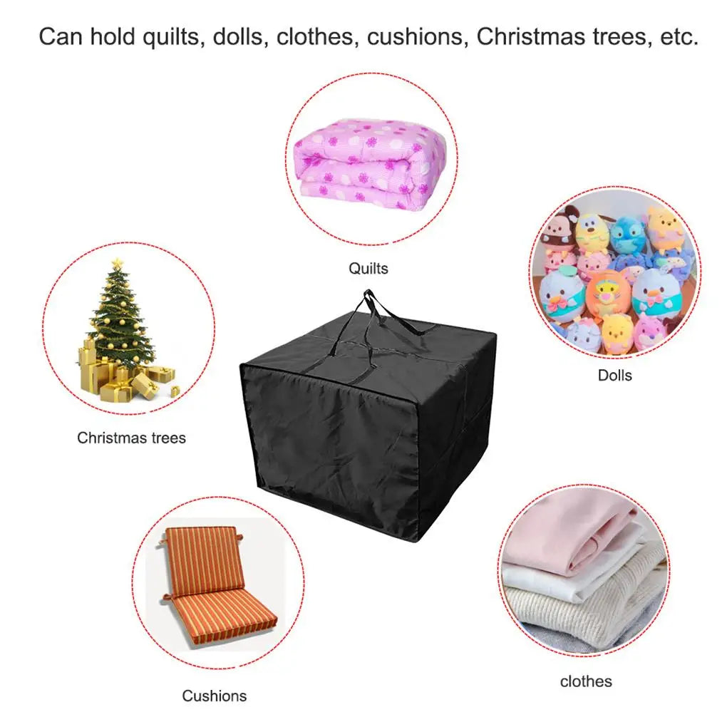 Cushion Storage Bag Heavy Duty Lightweight Wear-resistant Oxford Cloth Waterproof Storage Box for Home Outdoor Travel  Black