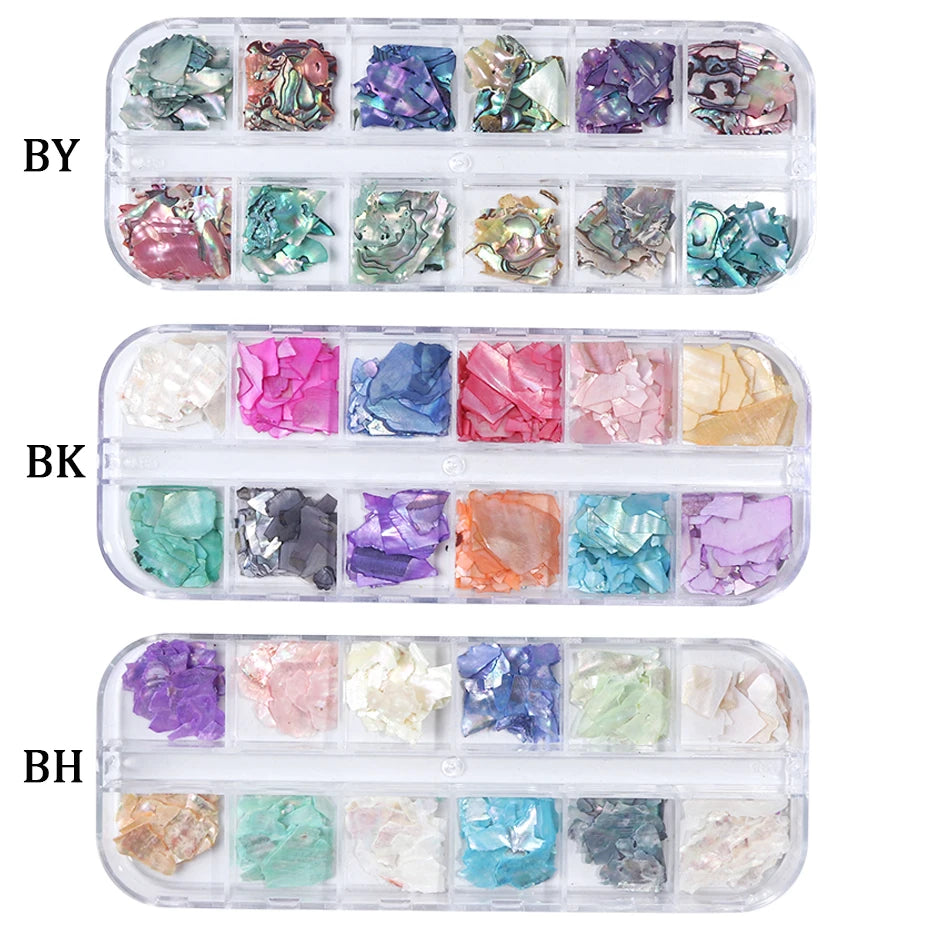 Abalone Shell Nails Stone Flakes Mermaid Gradient Fragment 3D Slices Flakes Japanese Nail Art Design Manicure Accessories LYBY